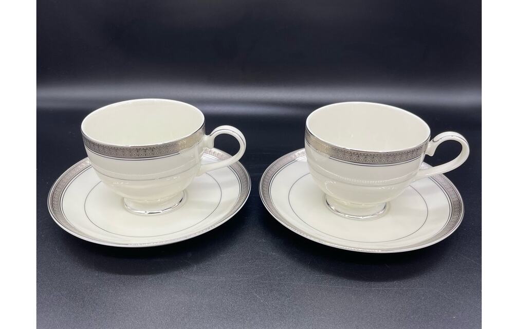 Mikasa Palatial Platinum Set of 2 Cups & Saucers